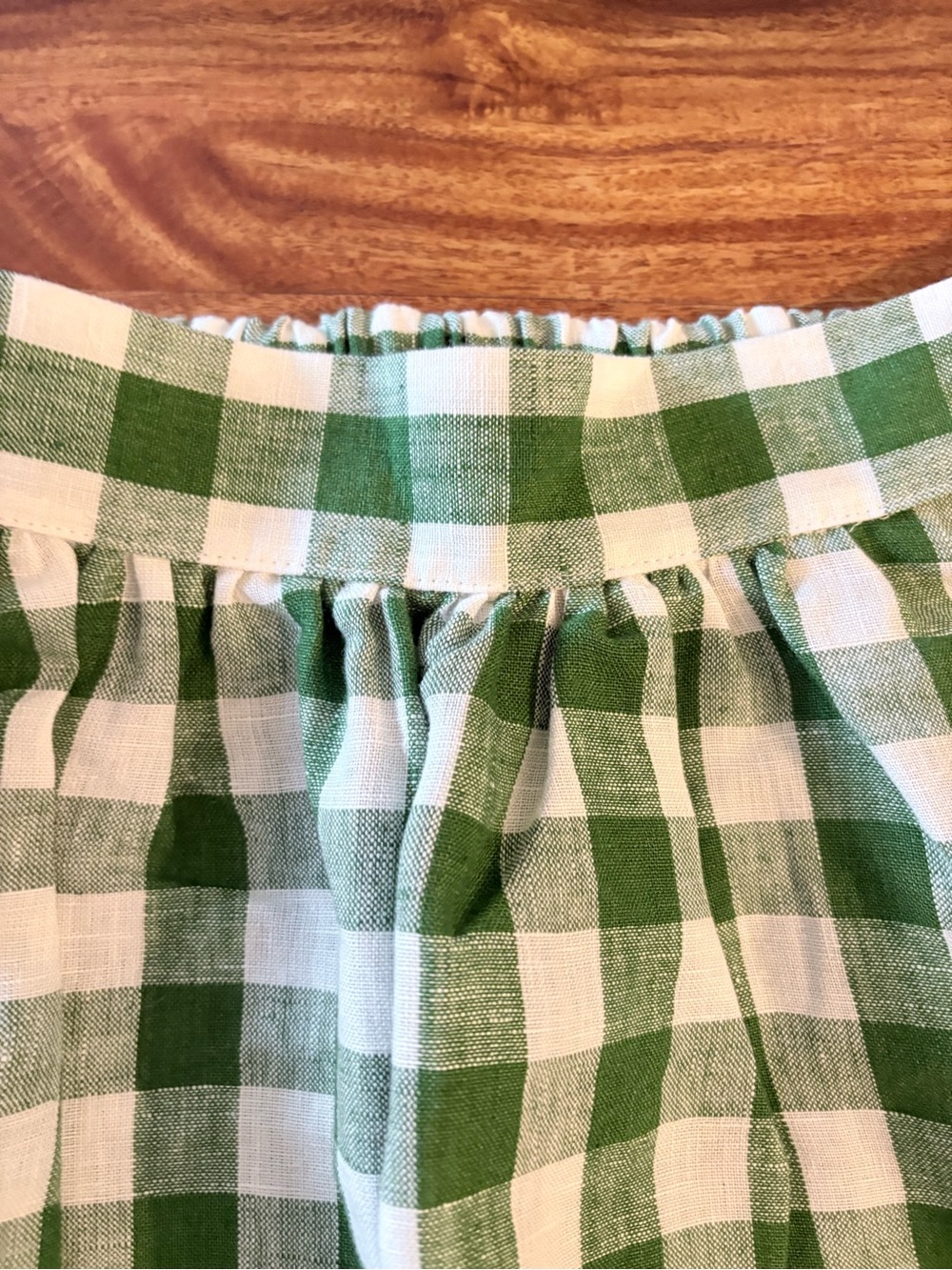 NEW Amour Linen Women’s Mona Maxi Linen Skirt In Green Gingham Small S - Picture 5 of 7